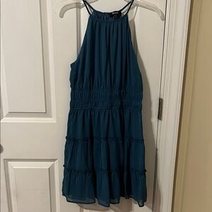 Trixxi Blue Pleated Halter Dress